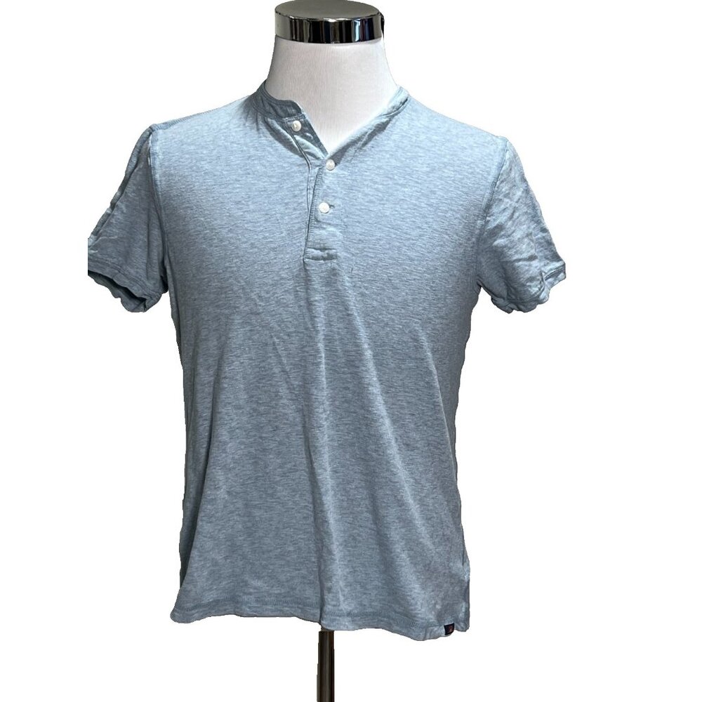 Faherty Sky Blue Short Sleeve Henley Tee